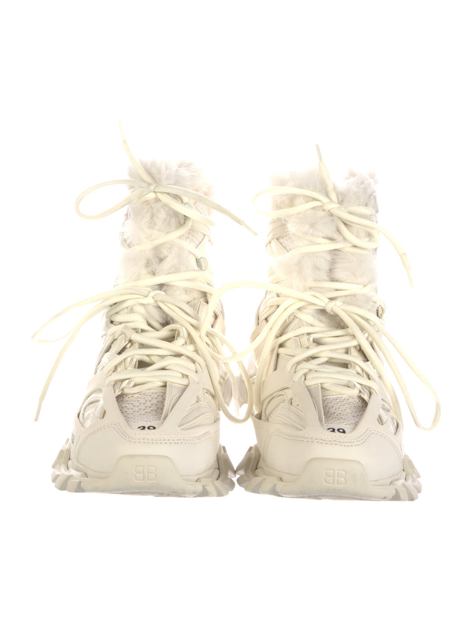 Balenciaga Leather Mesh Accents Hiking Boots